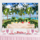 Lofaris Hawaiian Beach Green Coconut Trees Summer Backdrop